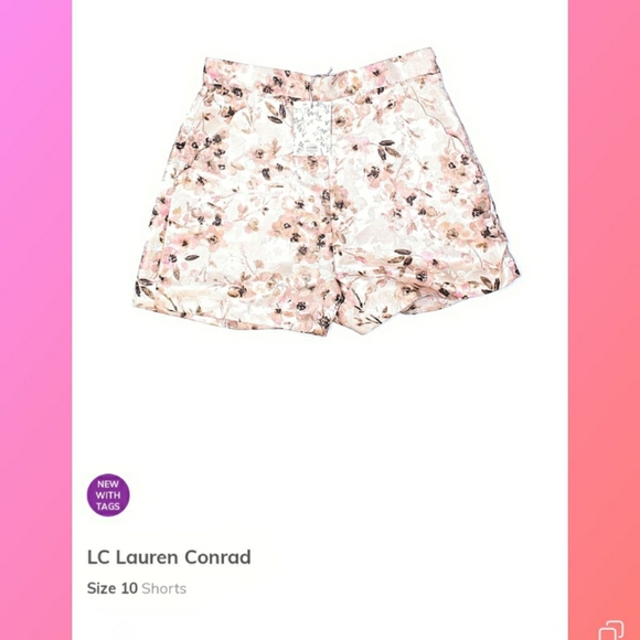 Nwt Lauren Conrad Runway Pink White Floral Shorts - Picture 4 of 7